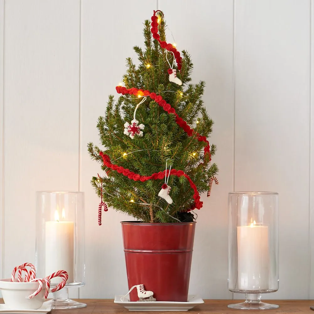 Ensemble de 24 pièces - Mini arbre de Noël emblématique pour table - En feutre de laine prêt à poser