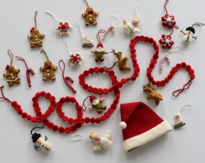 Ensemble de 24 pièces - Mini arbre de Noël emblématique pour table - En feutre de laine prêt à poser