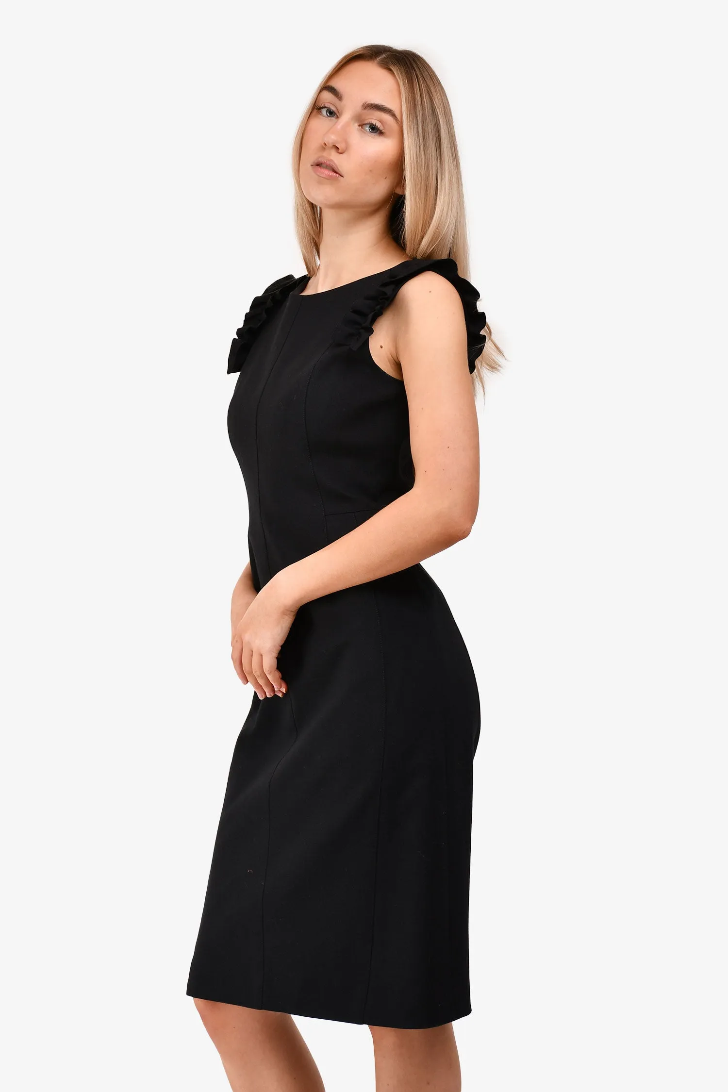 Robe sans manches Akris à détails ruchés noir - Taille S estimée