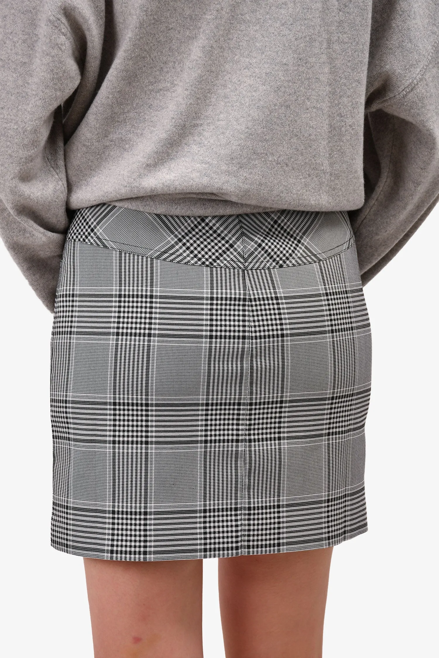 Alexander Wang Jupe à carreaux gris géante avec boutons argentés Taille M