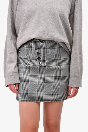 Alexander Wang Jupe à carreaux gris géante avec boutons argentés Taille M