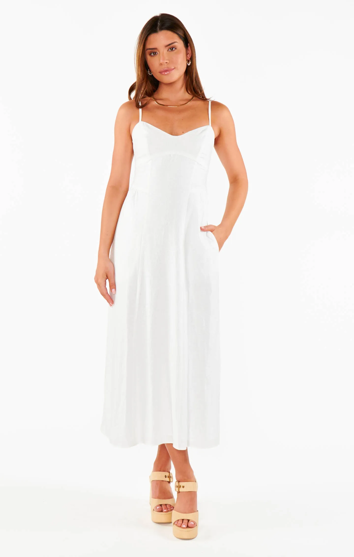 Robe midi Allegra ~ Lin blanc