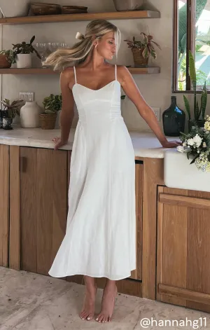 Robe midi Allegra ~ Lin blanc