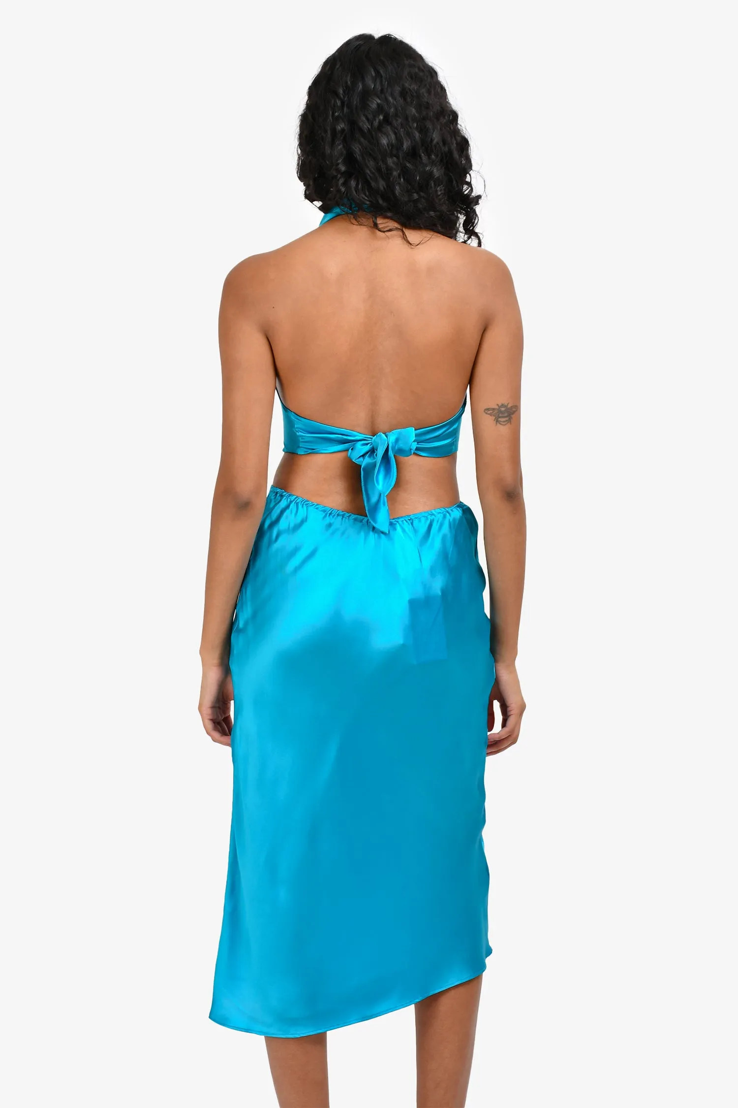 Robe en soie bleue 'Kaye' Amanda Uprichard Taille S