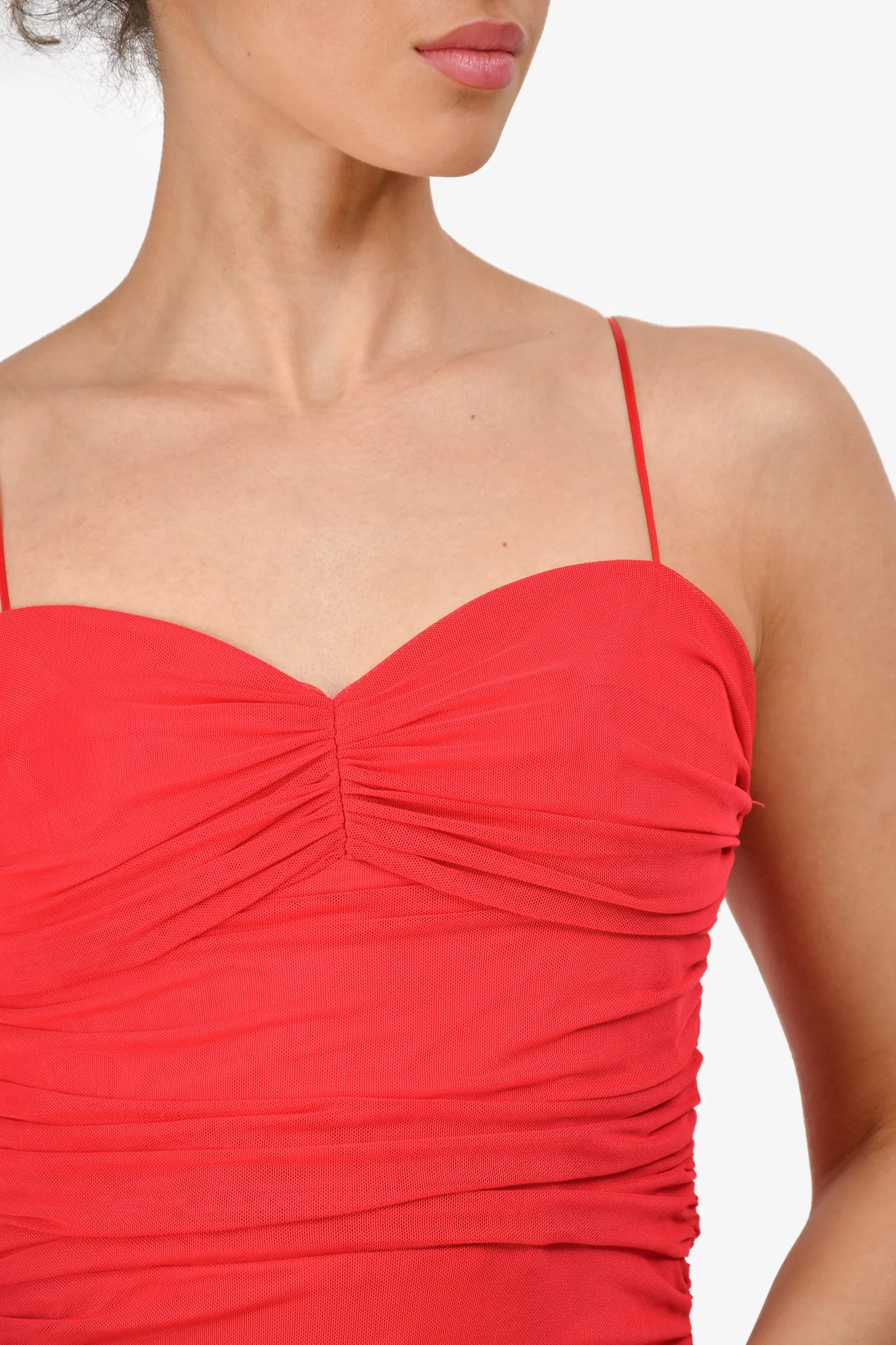 Robe midi 'Lopez' à ruchés rouges Amanda Uprichard Taille M