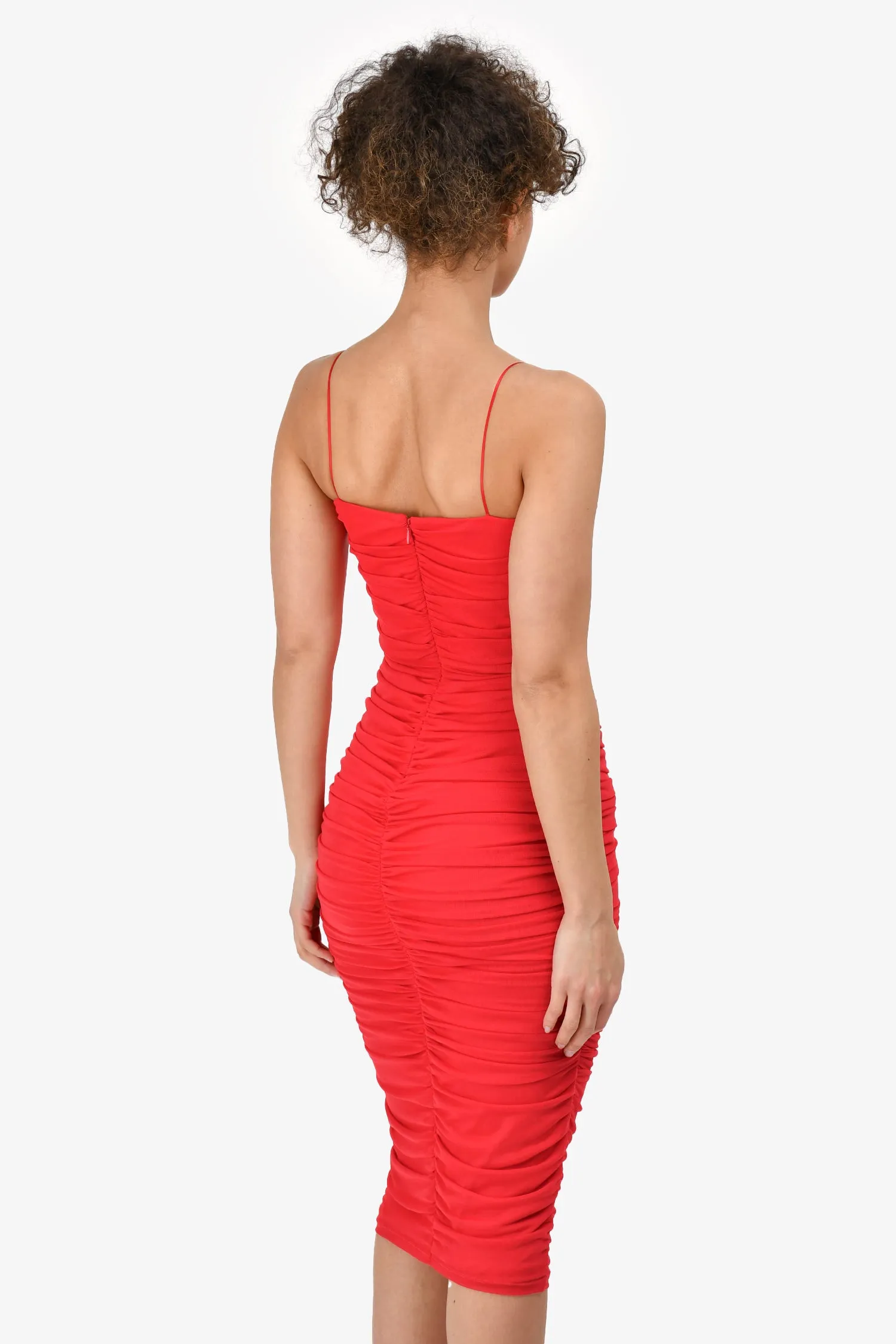 Robe midi 'Lopez' à ruchés rouges Amanda Uprichard Taille M