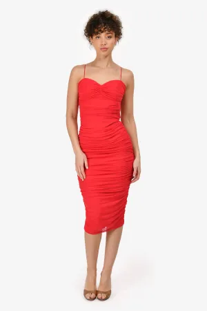 Robe midi 'Lopez' à ruchés rouges Amanda Uprichard Taille M