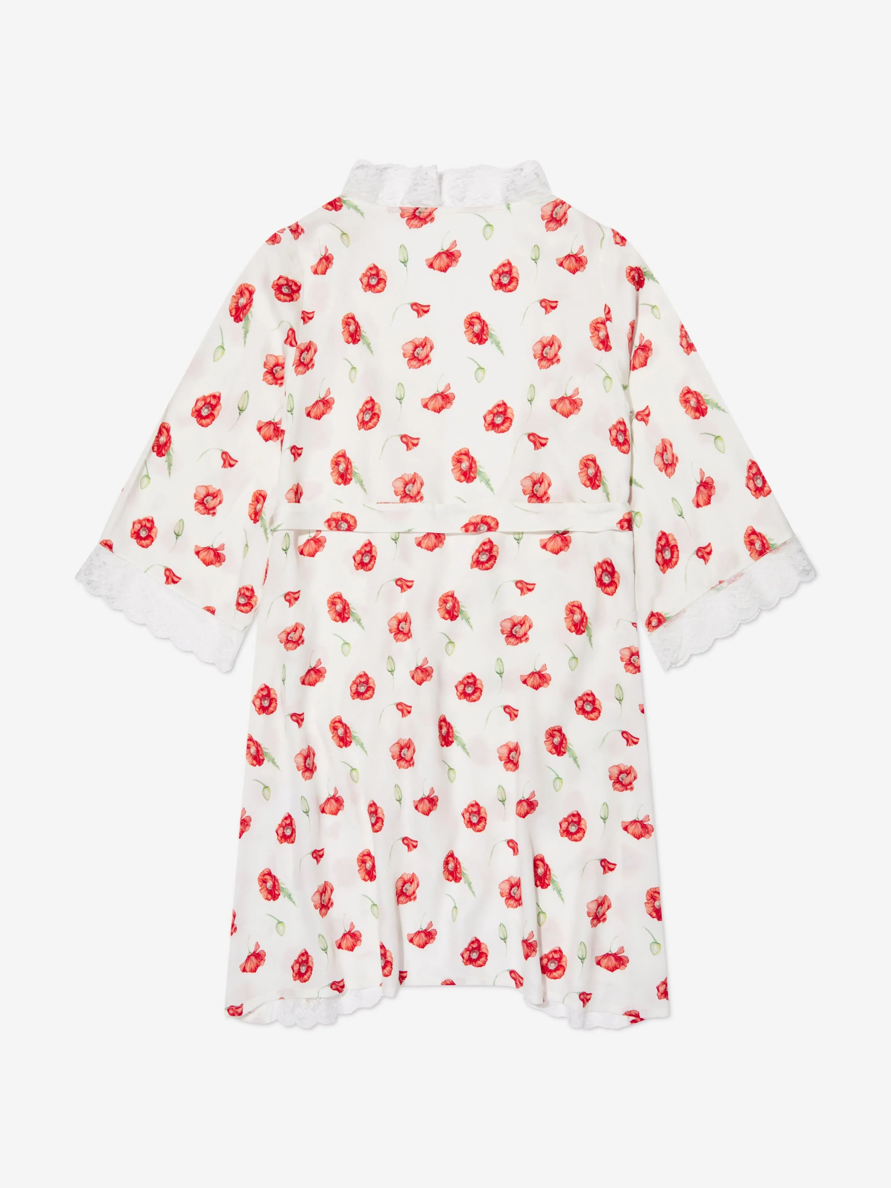 Robe de chambre pour filles Amiki Children Sofia à motifs de coquelicots en blanc