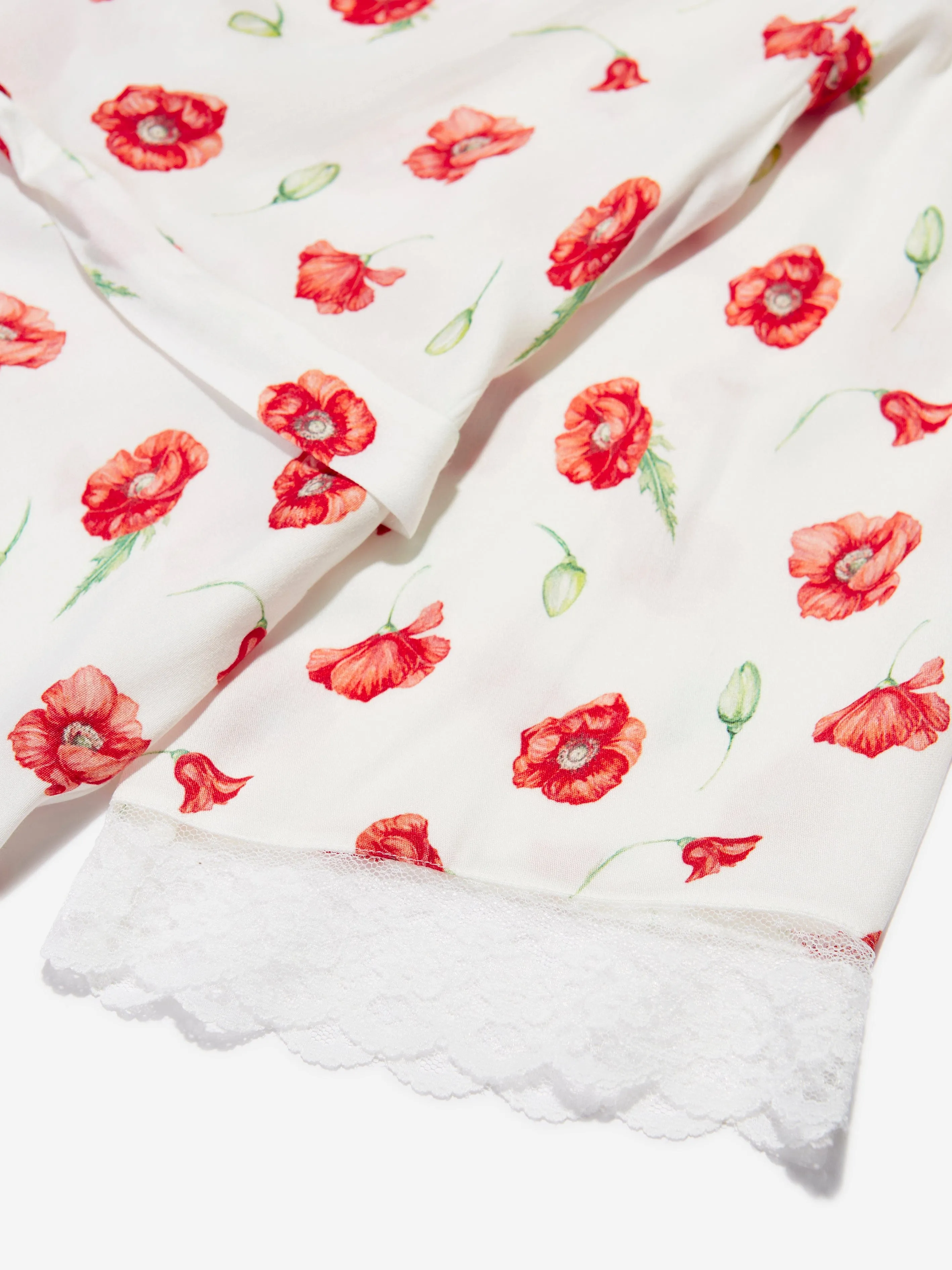 Robe de chambre pour filles Amiki Children Sofia à motifs de coquelicots en blanc