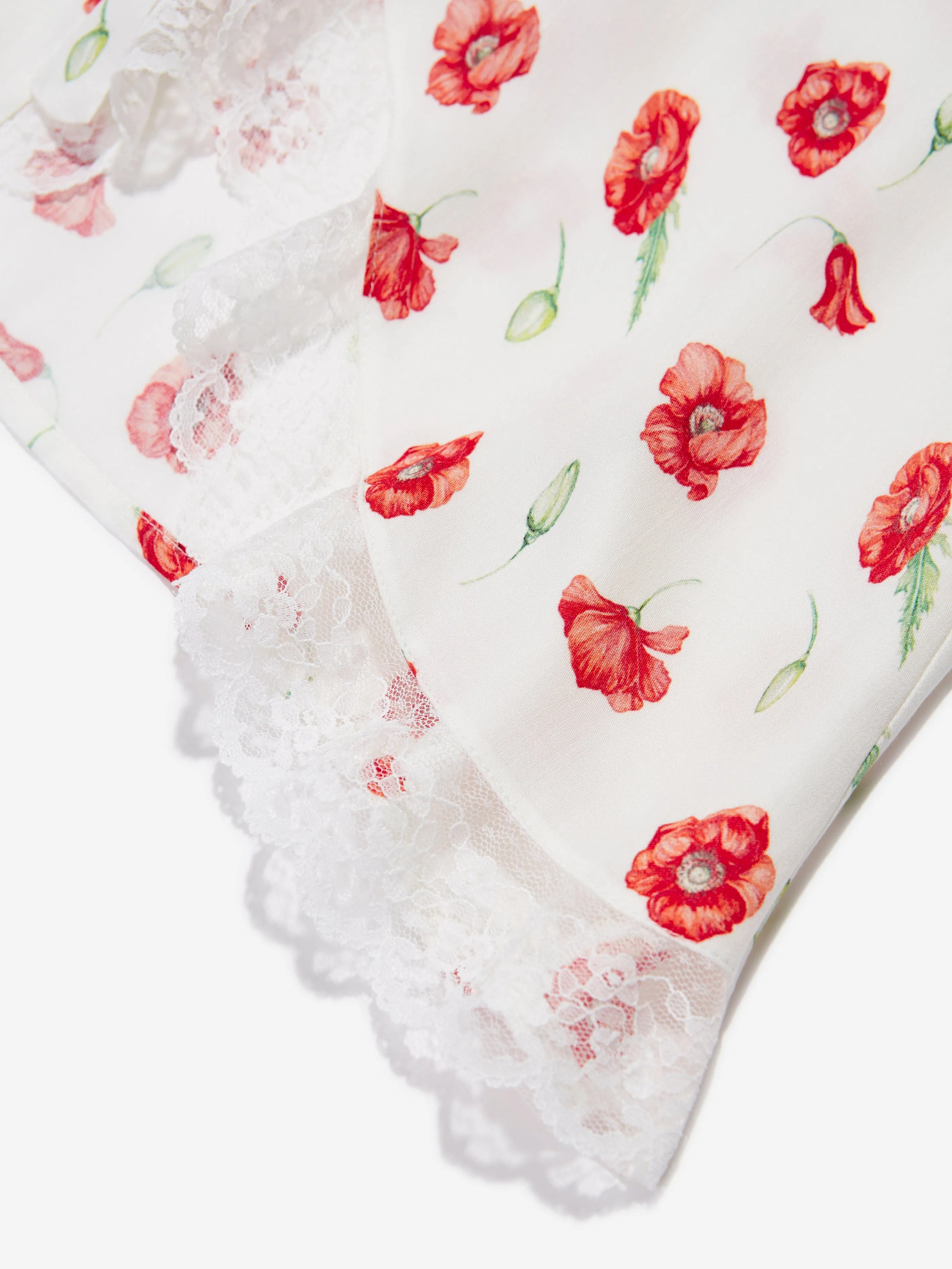 Robe de chambre pour filles Amiki Children Sofia à motifs de coquelicots en blanc