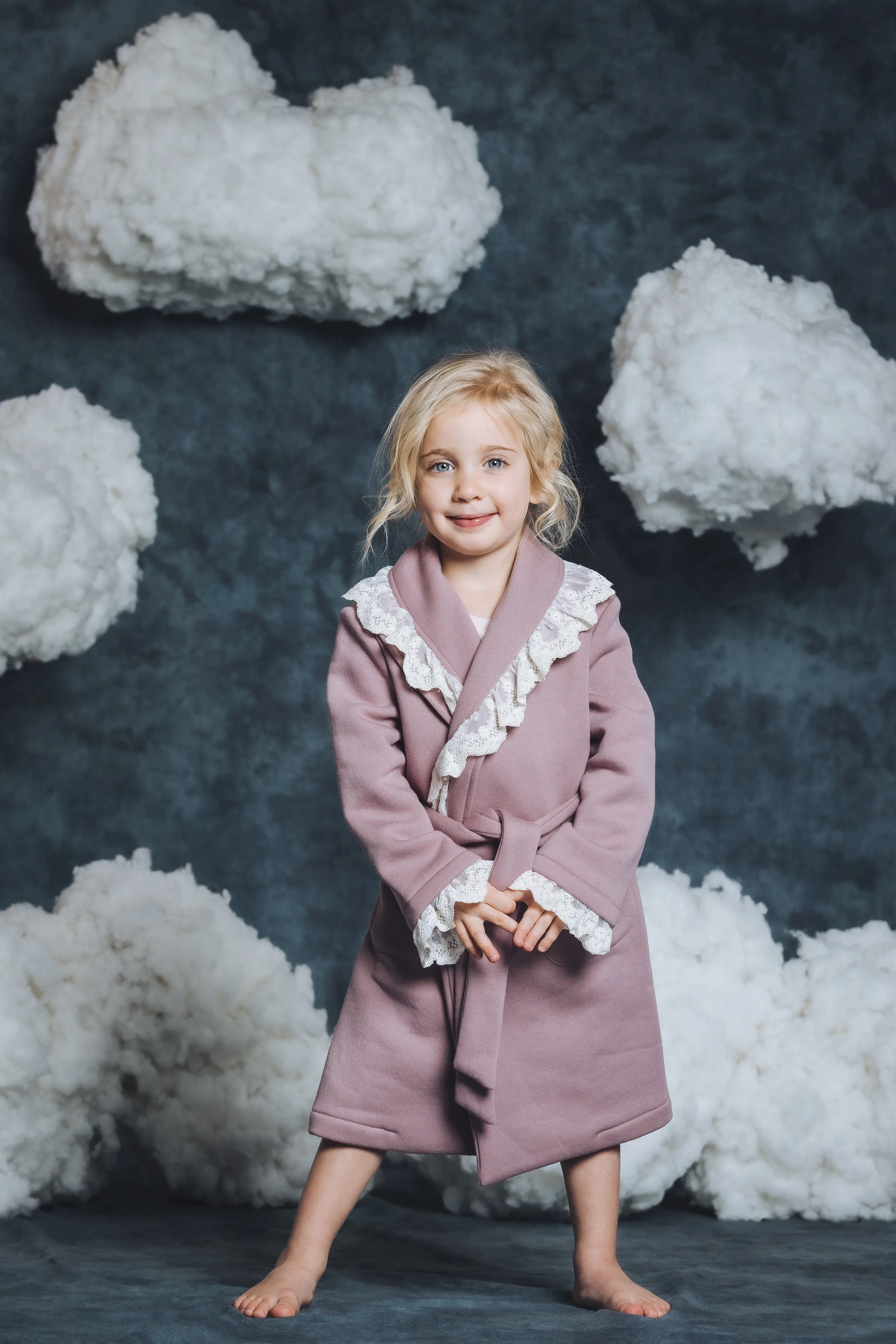 Robe de chambre pour fillettes Amiki Thalia en violet