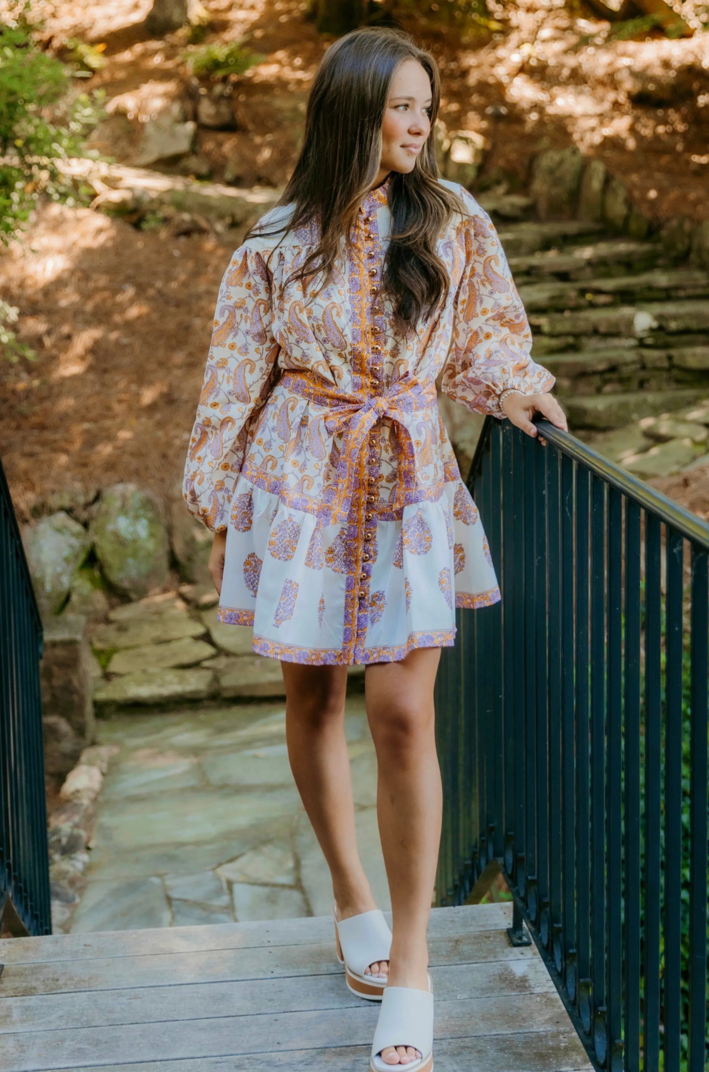 Robe mini à volants Ashley Paisley - Soldes finales 40% de réduction dans le panier