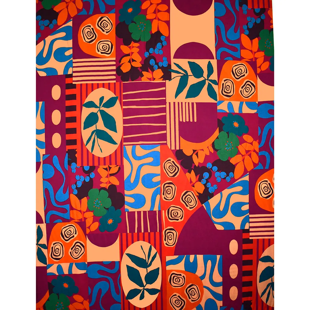 Atelier Jupe Patchwork Botanique Abstrait en Rayon Berry/Multicolore