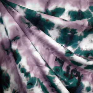 Atelier Jupe Imprimé Tie Dye Abstrait en Rayon Lilas/Jade