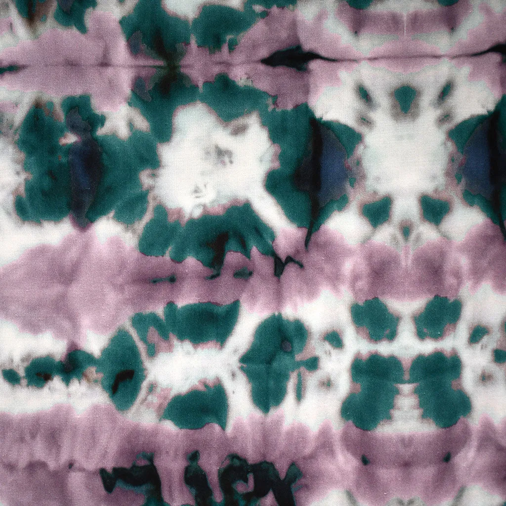 Atelier Jupe Imprimé Tie Dye Abstrait en Rayon Lilas/Jade