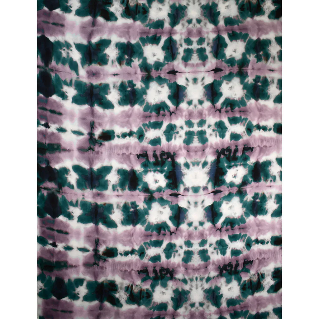 Atelier Jupe Imprimé Tie Dye Abstrait en Rayon Lilas/Jade