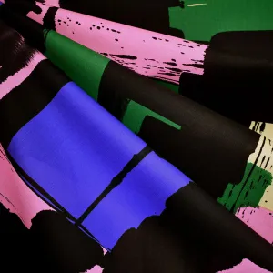 Atelier Jupe Bloc de Couleur à Trait de Pinceau en Coton Lawn Noir/Multicolore