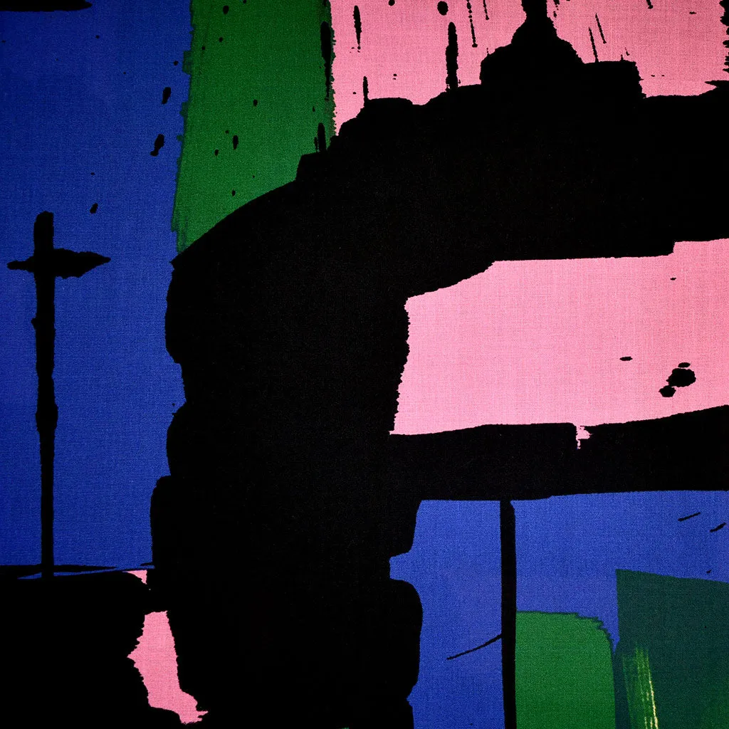 Atelier Jupe Bloc de Couleur à Trait de Pinceau en Coton Lawn Noir/Multicolore
