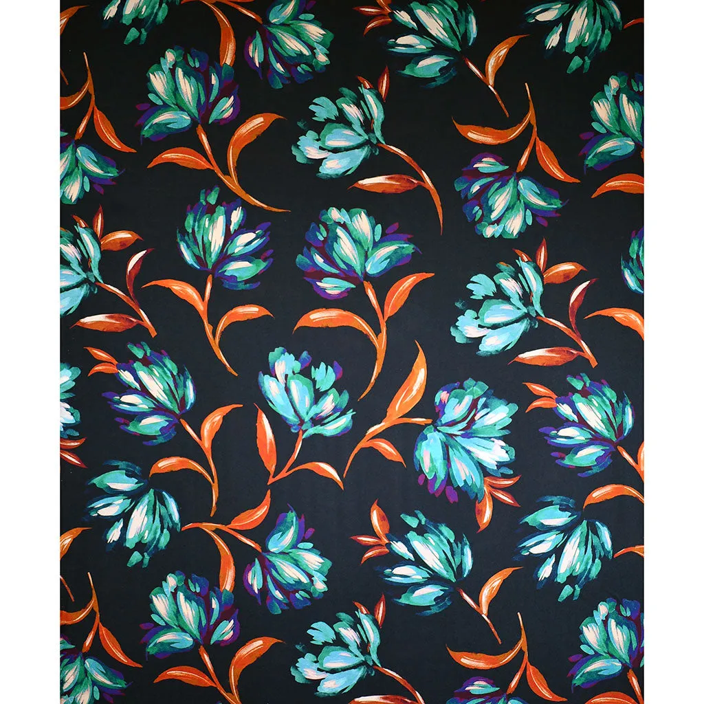 Atelier Jupe à Motif Floral Hivernal en Rayon Bleu Marine