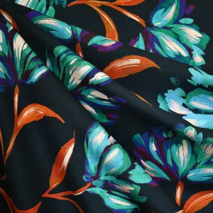 Atelier Jupe à Motif Floral Hivernal en Rayon Bleu Marine