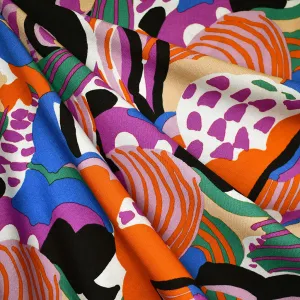 Atelier Jupe Art Abstrait Coloré en Rayon Tangerine/Multicolore