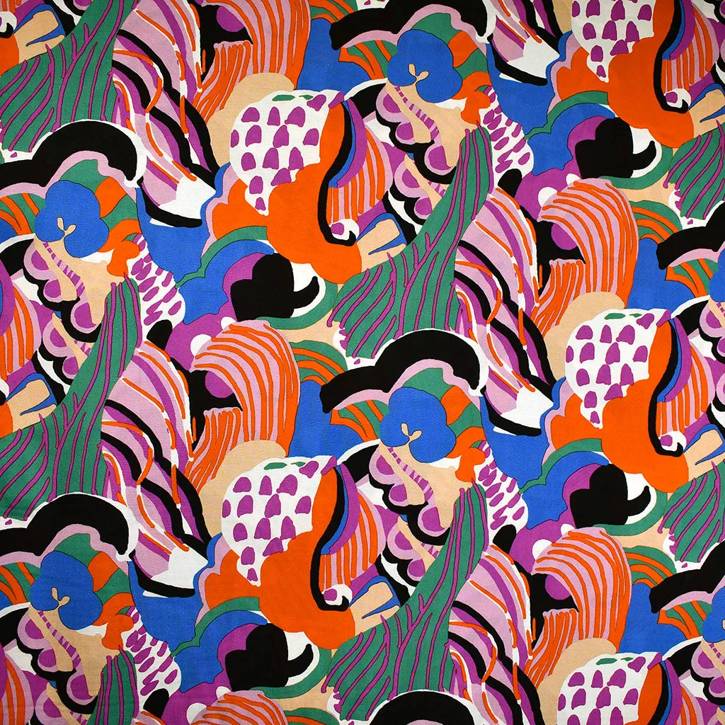 Atelier Jupe Art Abstrait Coloré en Rayon Tangerine/Multicolore