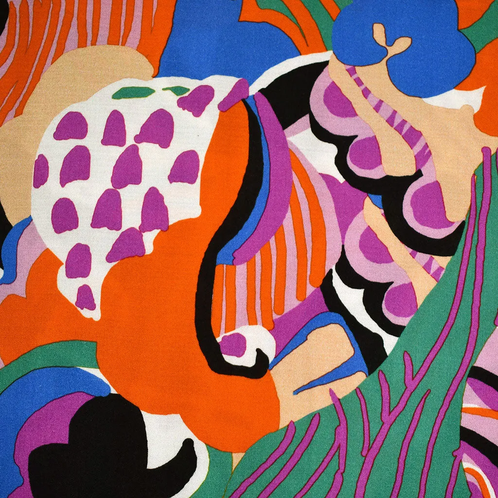 Atelier Jupe Art Abstrait Coloré en Rayon Tangerine/Multicolore