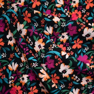 Atelier Jupe Florale Peinturlurée Colorée en Rayon Noir/Multicolore