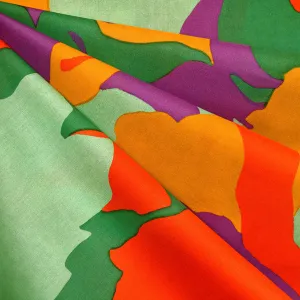 Atelier Jupe Géante Florale Abstraite en Coton Lawn Orchidée/Mandarine