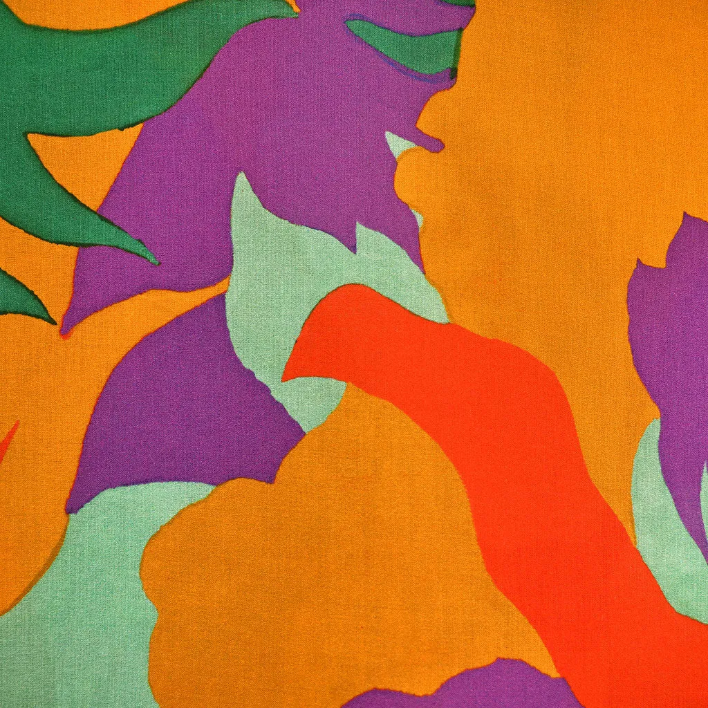 Atelier Jupe Géante Florale Abstraite en Coton Lawn Orchidée/Mandarine