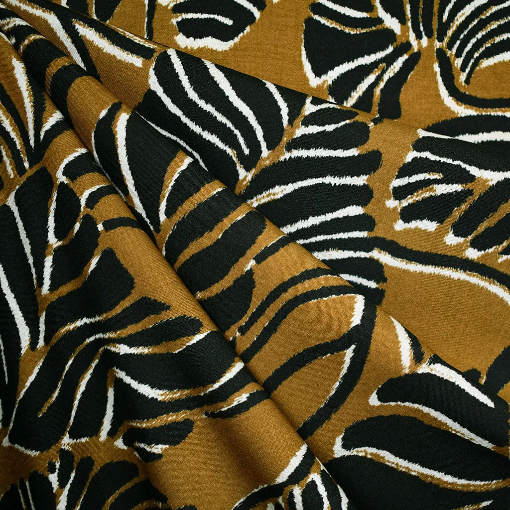 Atelier Jupe Large Feuilles Abstraites Rayon Cannelle/Noir