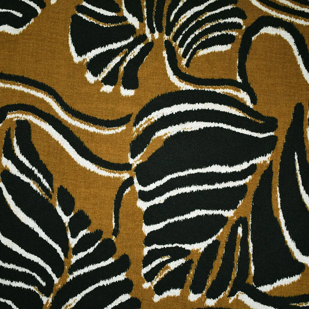 Atelier Jupe Large Feuilles Abstraites Rayon Cannelle/Noir