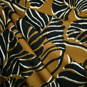 Atelier Jupe Large Feuilles Abstraites Rayon Cannelle/Noir