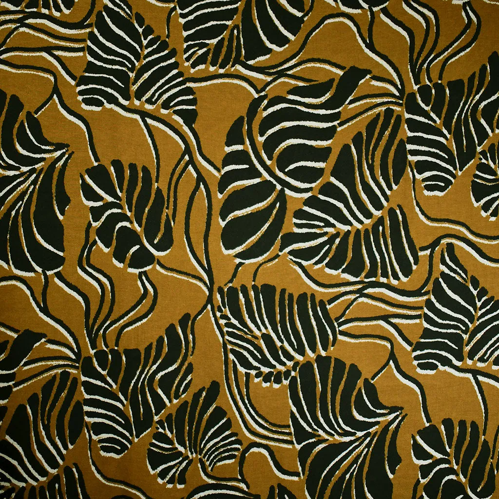 Atelier Jupe Large Feuilles Abstraites Rayon Cannelle/Noir