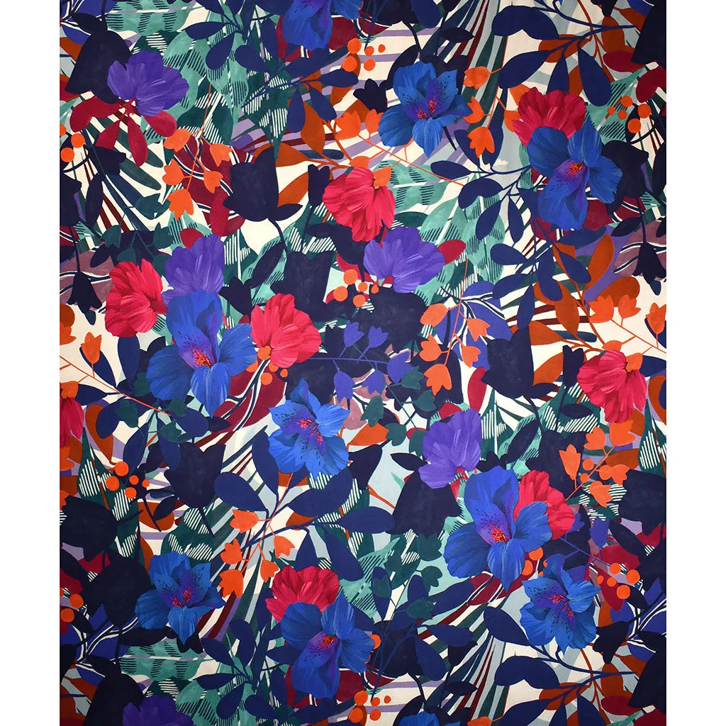 Atelier Jupe Superposée Tropicale Fleurie en Rayon Bleu/Multicolore