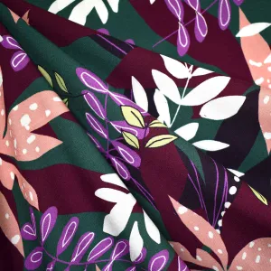 Atelier Jupe à Superposition Feuilles Tropicales en Rayon Vert Permanent/Multicolore