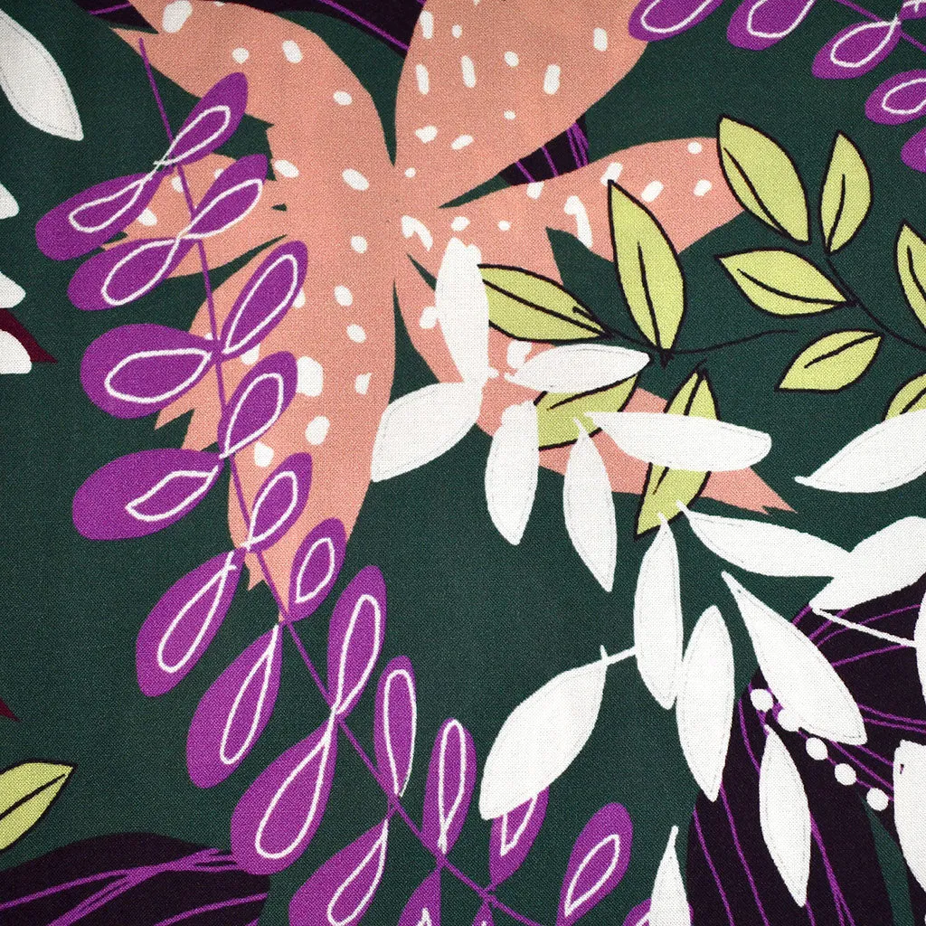Atelier Jupe à Superposition Feuilles Tropicales en Rayon Vert Permanent/Multicolore