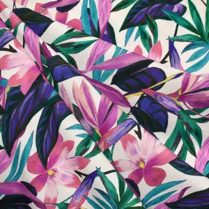 Atelier Jupe Florale Tropicale Peinte en Rayon Orchidée/Violet