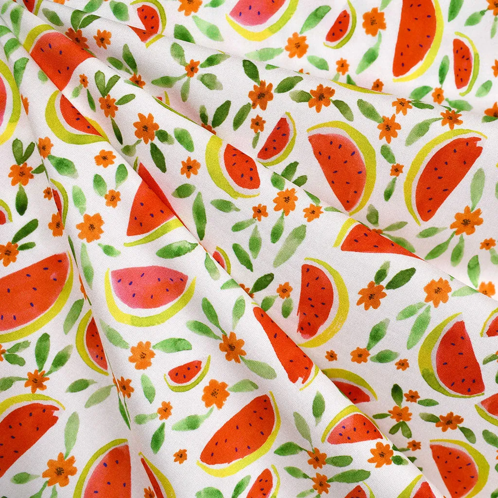 Atelier Jupe Tranche de Pastèque d'Été en Rayon Blanc/Rouge