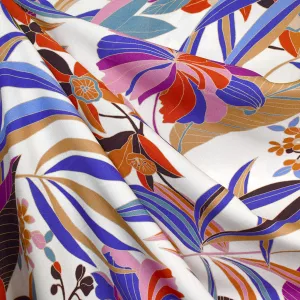 Atelier Jupe Ambiance Tropicale Fleurie Rayon Vanille/Multicolore