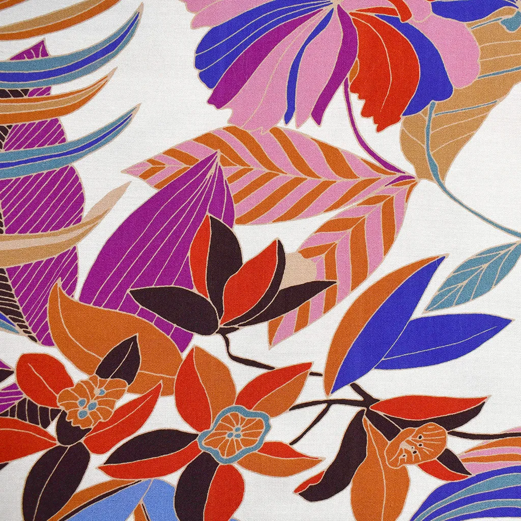 Atelier Jupe Ambiance Tropicale Fleurie Rayon Vanille/Multicolore