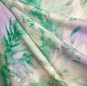 Atelier Jupe Aquarelle Feuillage Tropical Rayon Lilas