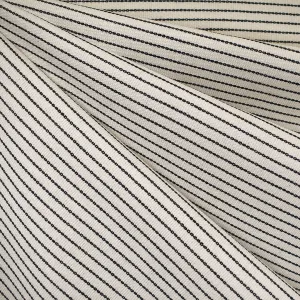 Atelier Jupe en Tissu Teint Fil à Fil à Rayures Poids Fond Crème/Marine