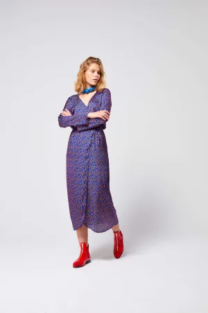 Robe Autriche en bleu marine à imprimé pois désordonnés