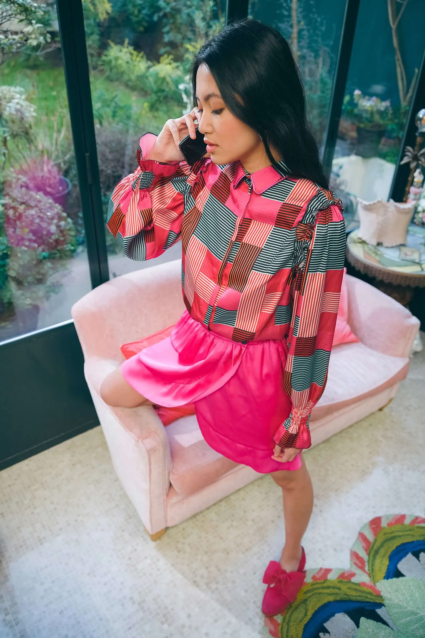Jupe autrichienne avec voile fuchsia