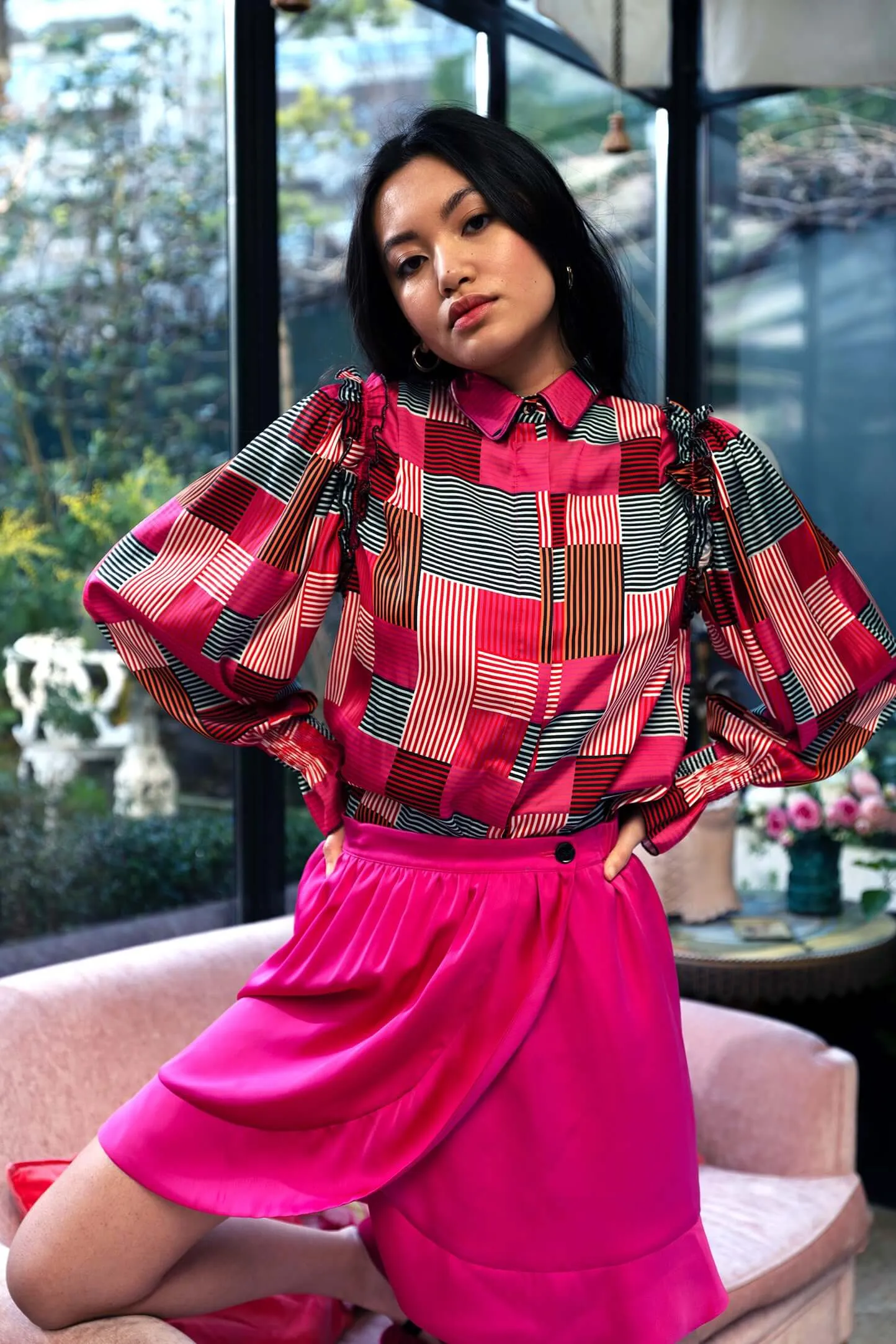 Jupe autrichienne avec voile fuchsia