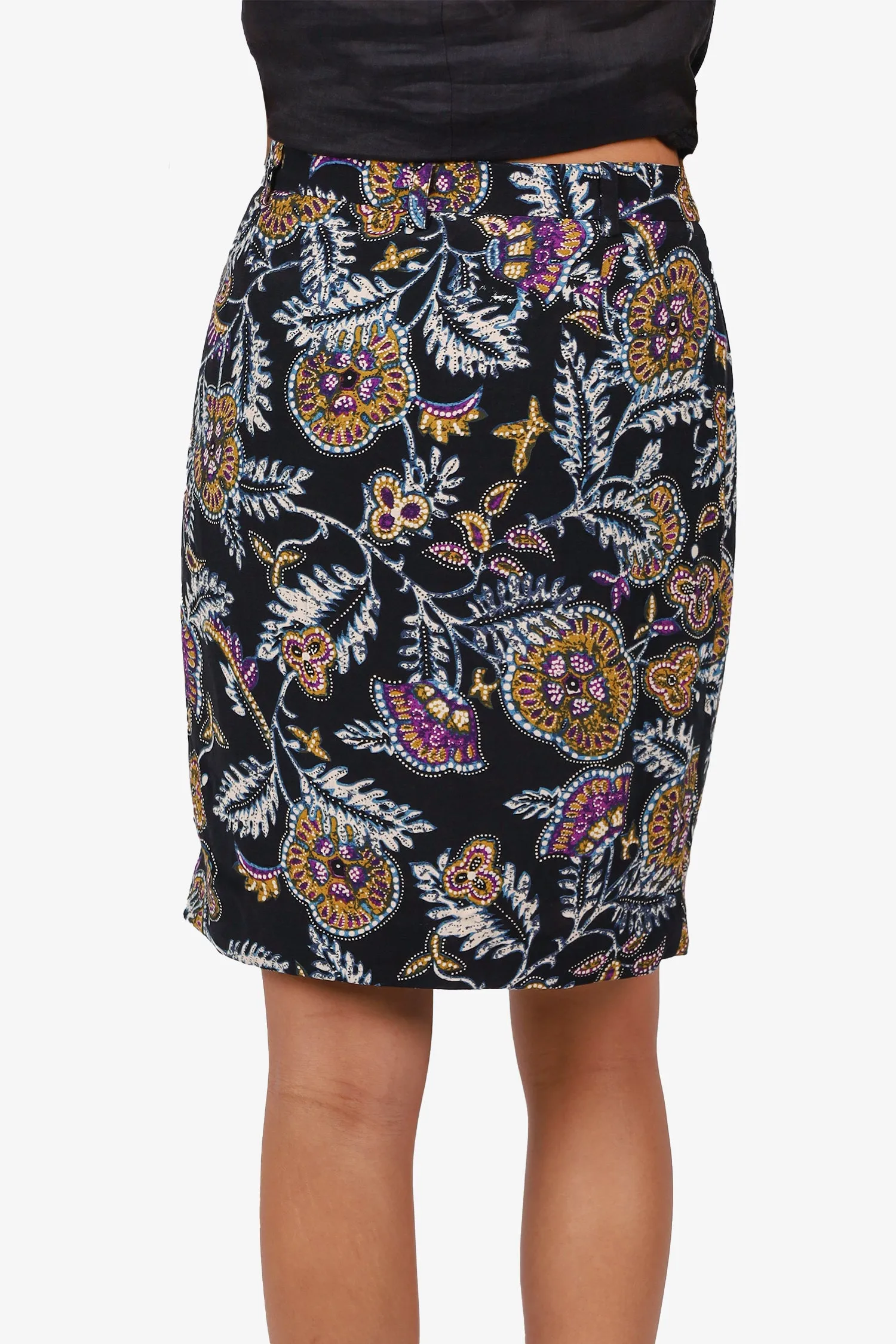 Ba&sh Jupe-Enveloppe Mini Imprimée Fleurie Noir/jaune Taille M
