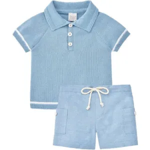 Ensemble Polo en Coton Bleu pour Bébé Garçon