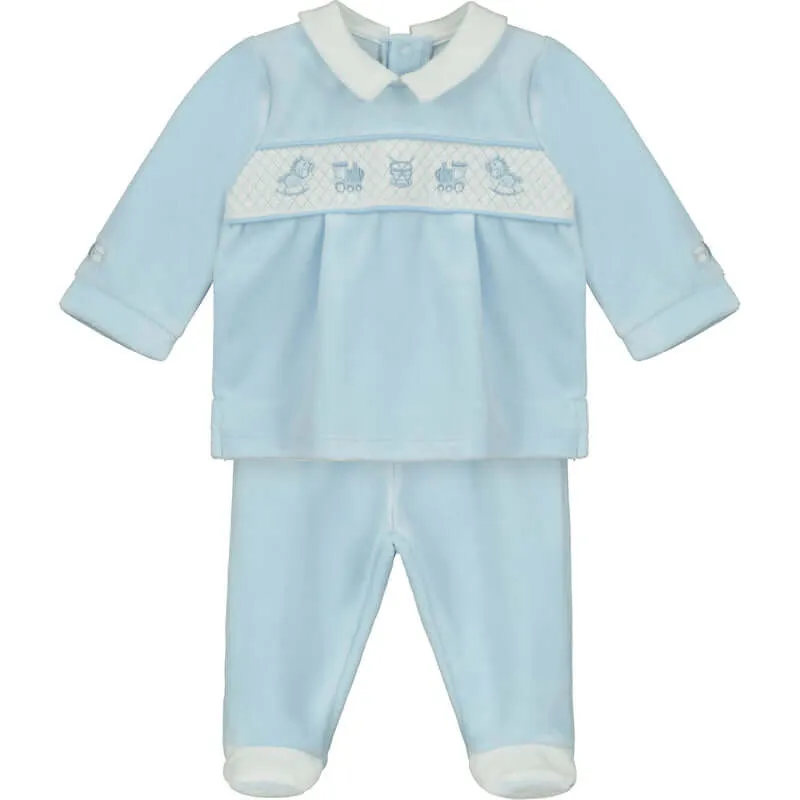 Ensemble en velours bleu pour bébé garçon Edgar