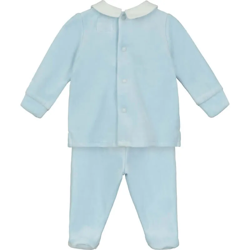Ensemble en velours bleu pour bébé garçon Edgar